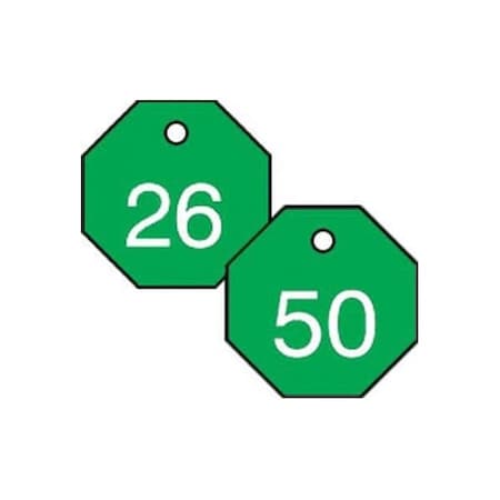 Accuform Engraved Numbered Tags, HS-Laminate, 4-3/4 in W, 25 PK TDG823GN